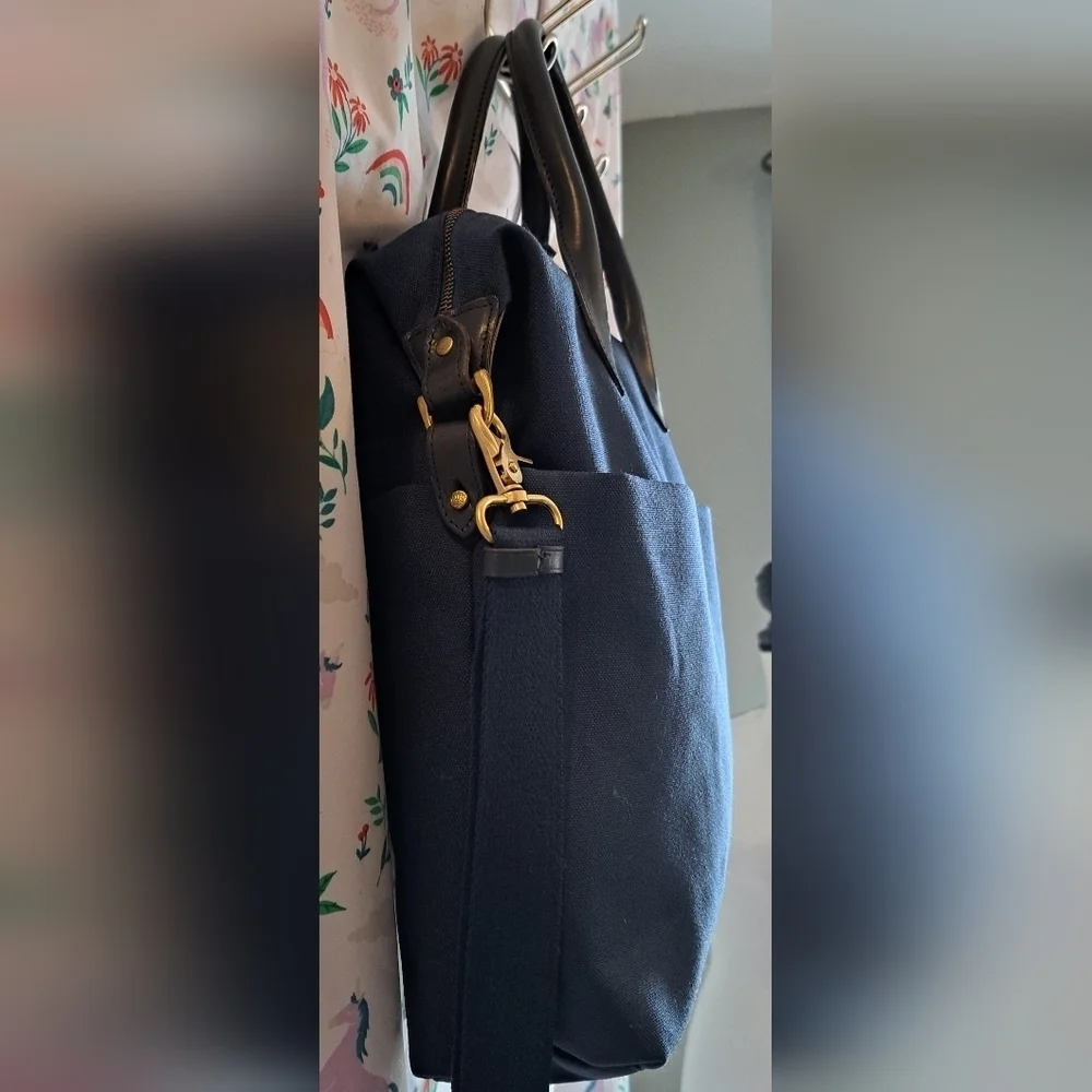 NWOT Made In Eden Navy Blue Cotton Quiet Luxury Crossbody Purse Tote Bag